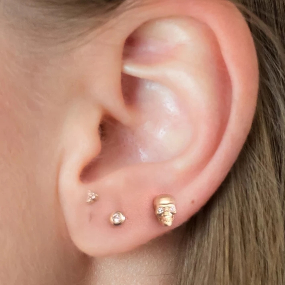 💀 925 Sterling Silver Skull Yellow Gold Plated CZ - Picture 5 of 15